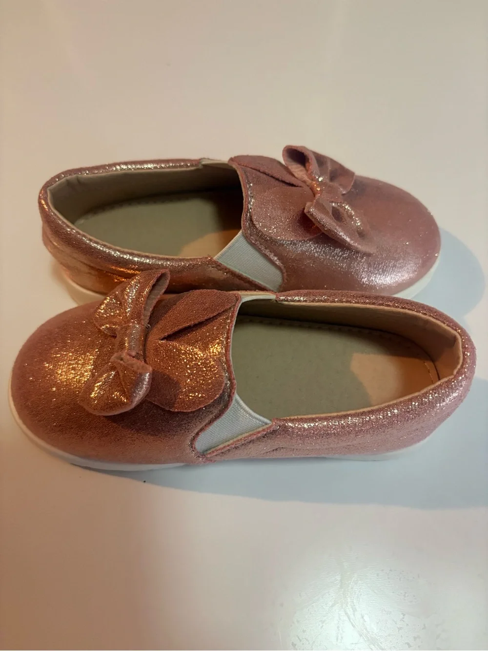 Girls Rose Gold Glitter Slip On Sneakers Size 27  Shoes Kids Toddler US 10C